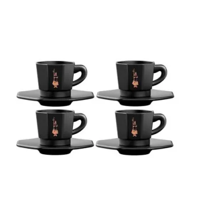 Комплект 4 бр. чаши BIALETTI 8-Faces - 75 мл. черни 